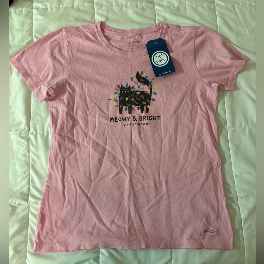 Never worn Life Is Good pink t shirt